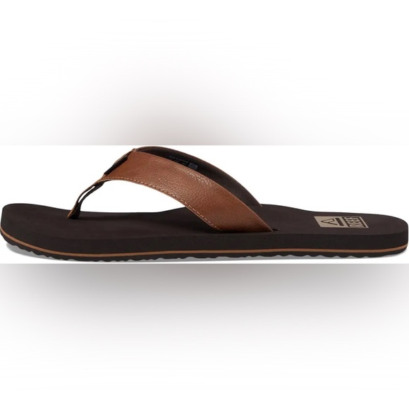 REEF Twinpin Mens Brown/Tan Vegan Leather Flip Flop/Sandal | NEW/NWT!! ☀️🌊🏝️ - Picture 4 of 11